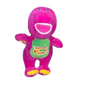 BARNEY Purple Dinosaur COLORFUL WORLD PLUSH Soft Animal 12" vintage retro